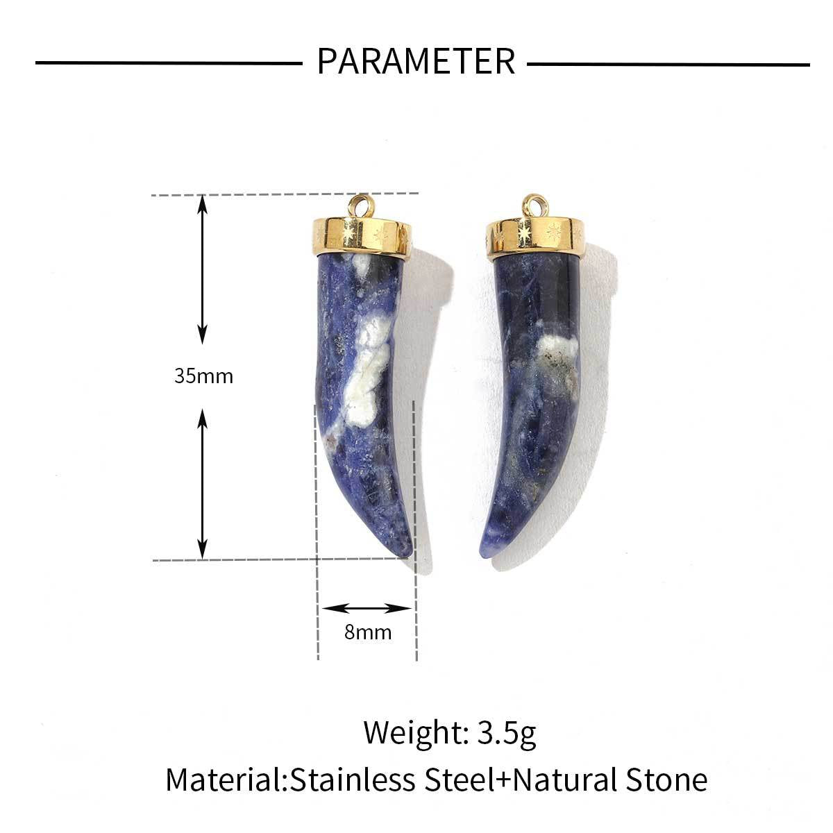 Horn Natural Stone Stainless Steel Bohemian Pendants