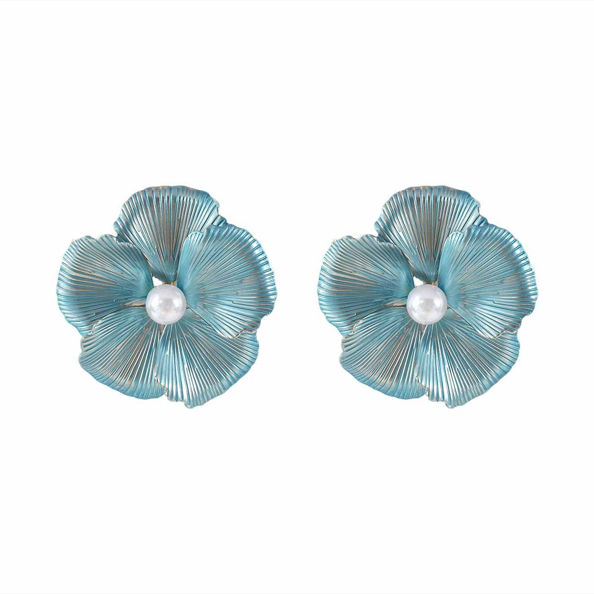 Women's Vacation Style Enamel Color Flower Pearl Light Luxury High-grade Earrings