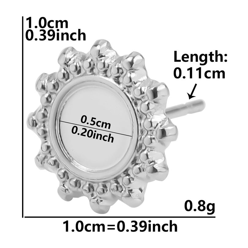 Stainless Steel Round Base Support Titanium Piercing Ear Clip Stud Earrings