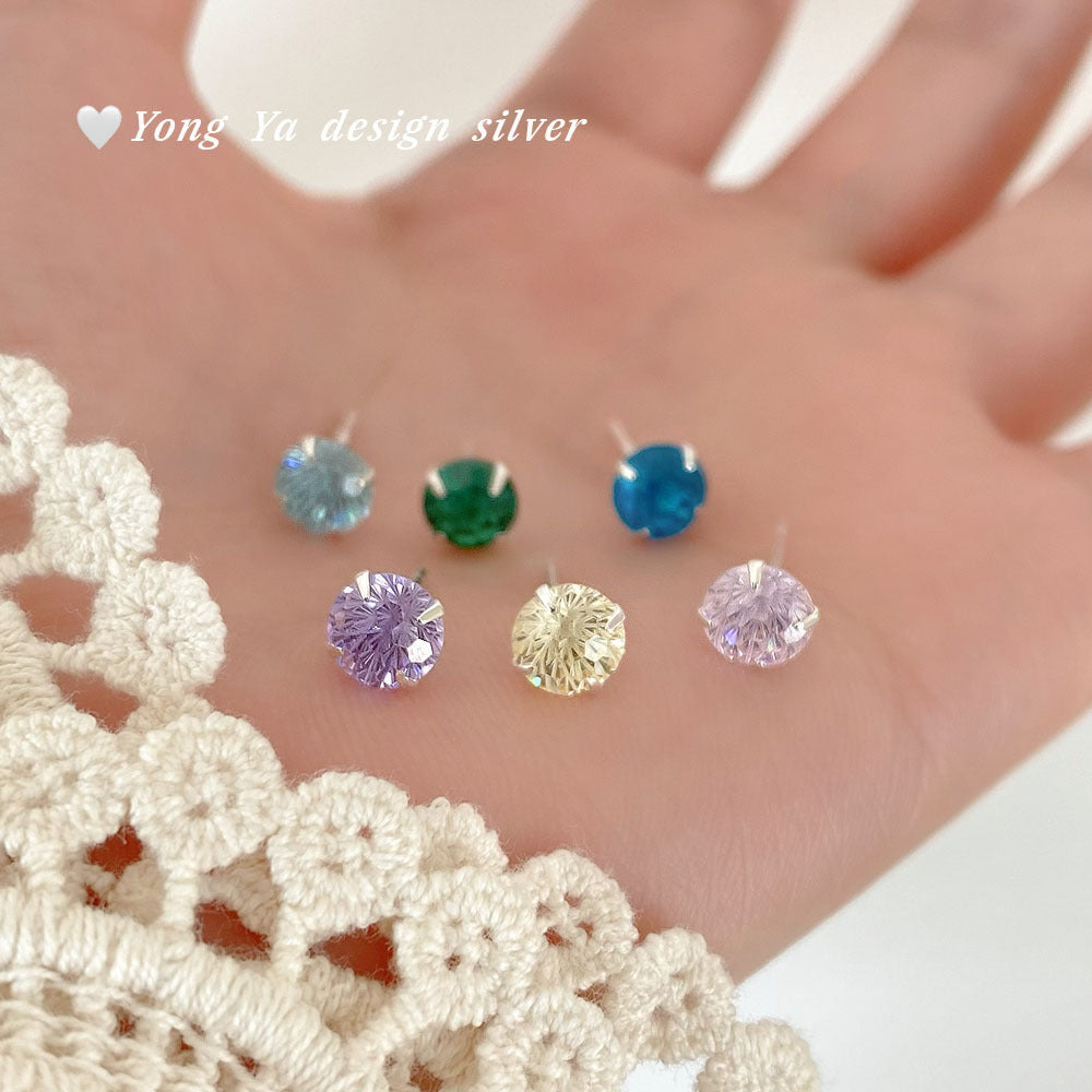 Fireworks Color Zircon Ear Colorful Gentle Stud Earrings