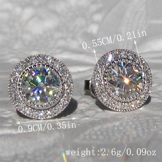 Super Flash Round Zircon Full-jeweled High-grade Earrings