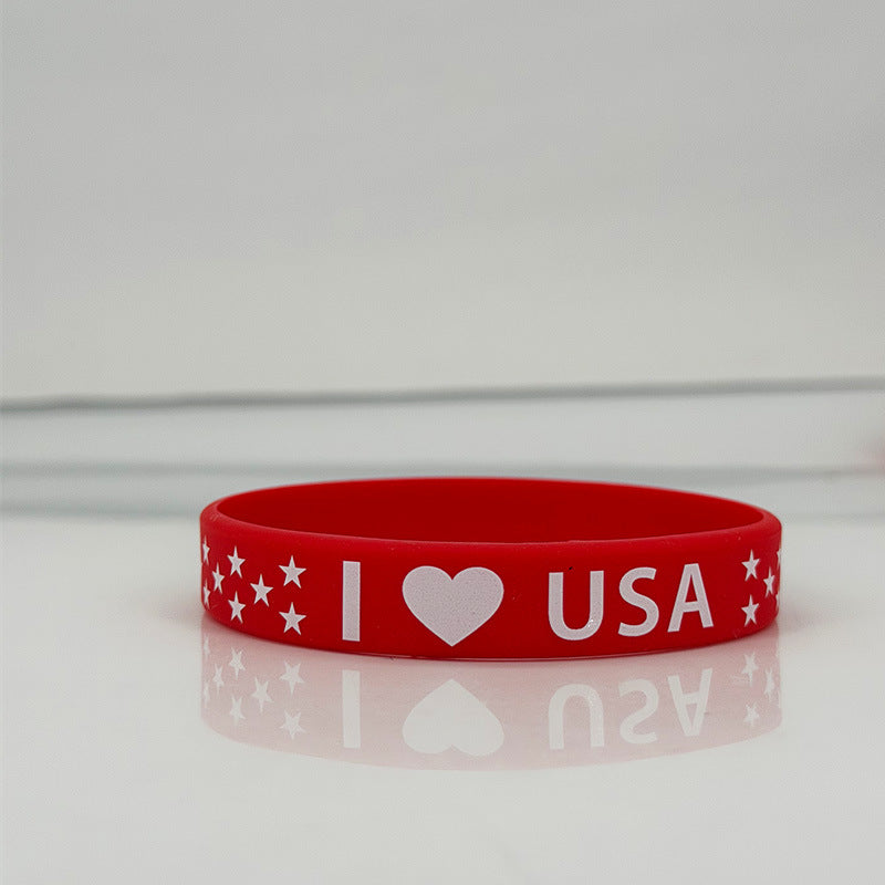 Silicone National Flag Stars Stripes Wristband Patriotic Theme Bracelets