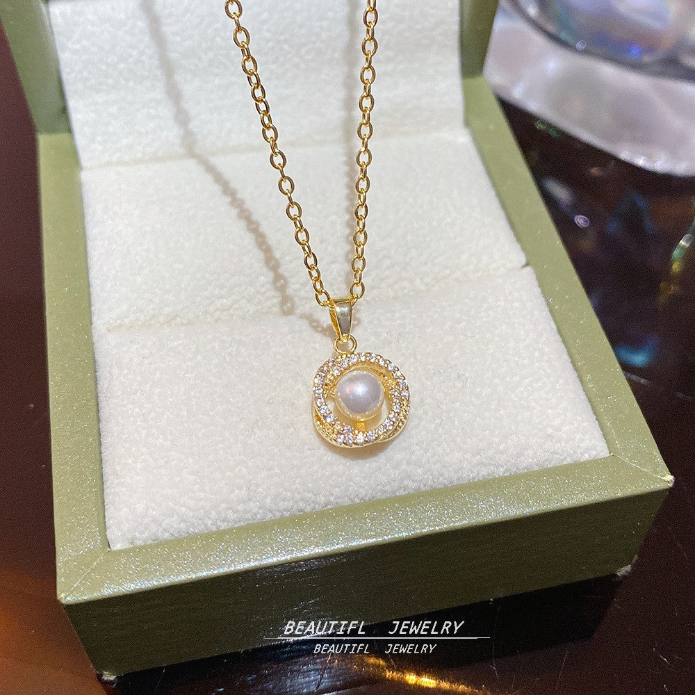Women's Minority Simple Fashionable Elegant Zircon Clavicle Chain Titanium Steel Accessory Necklace