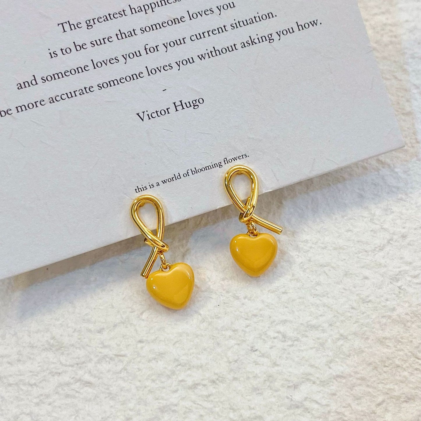 Plated Real Gold Ginger Flower Enamel Drip Glazed Female Sweet Earrings