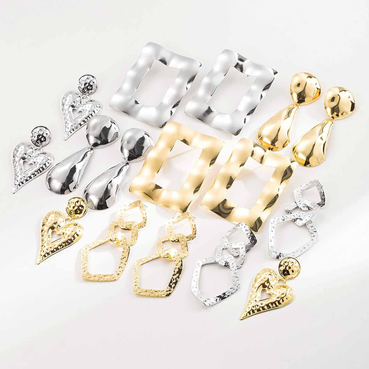 Fashion Exaggerated Geometry Irregular Metal Personality Heart Water Drops Earrings