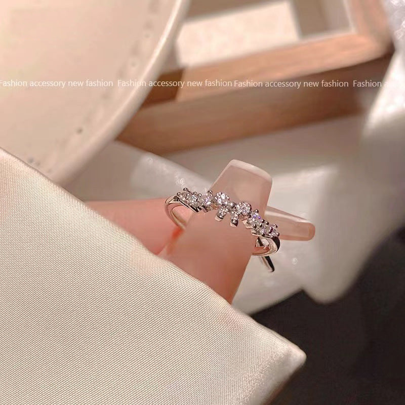 Minority Micro Inlaid Zircon Opal Fashion Open Rings