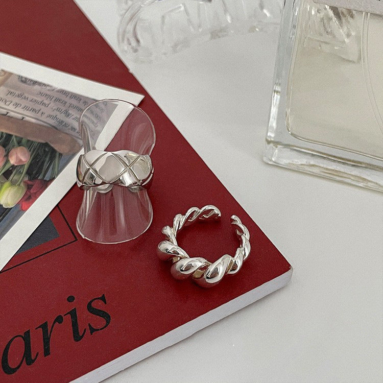 Sterling Sier Croissant Diamond Female Niche Design Index Finger Fashion Ring