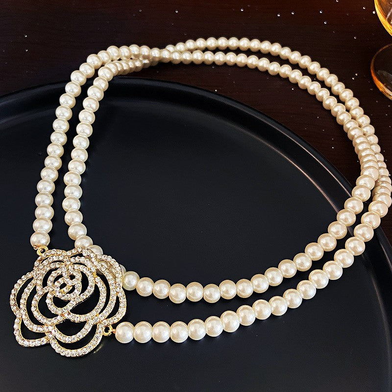 Pearl Short Design Rhinestone Collar Temperament Necklaces