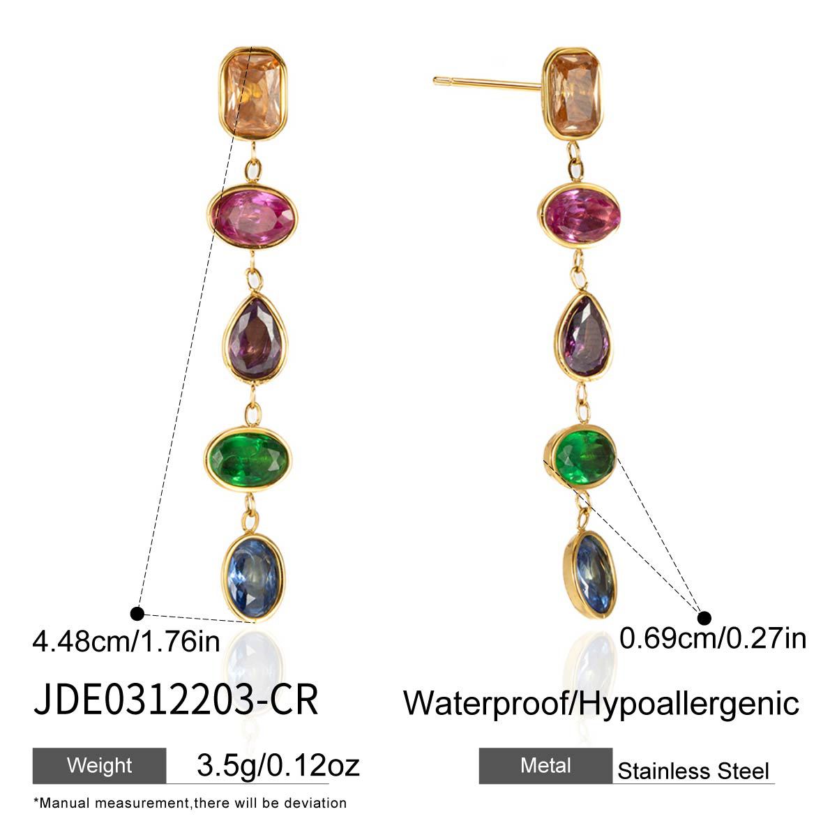 Style Stainless Steel Geometric Zircon Tassel Niche High-grade Design Stud Earrings