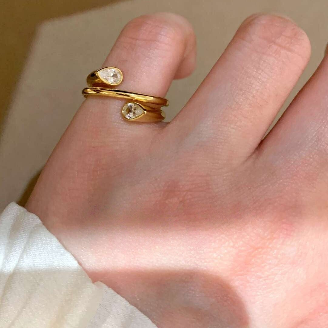 Little Finger Double Diamond Design Graceful Ring