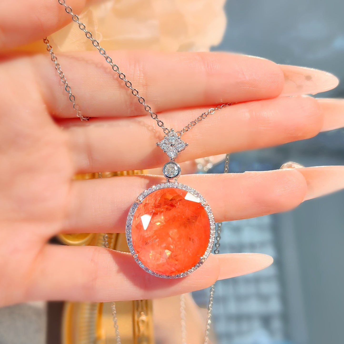 Cotton Red Stone Female Luxurious Exaggerating Big Round Pendants