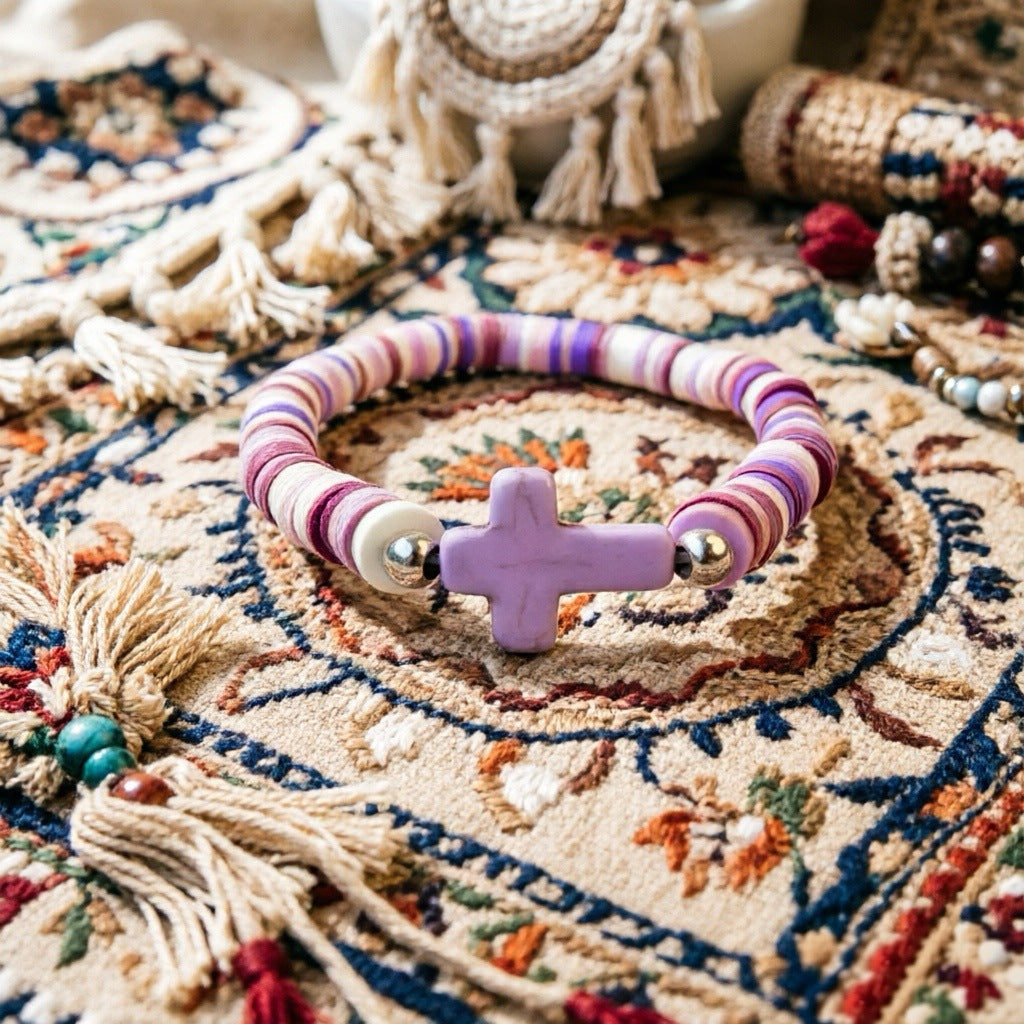 Women's Cross Bohemian Natural Stone For Polymer Bracelet