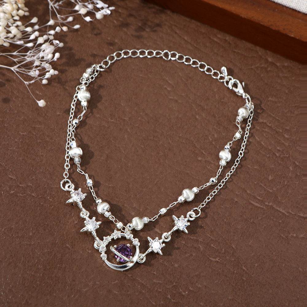 Women's Planet Elegant Stitching Star Moon Zircon Bracelets