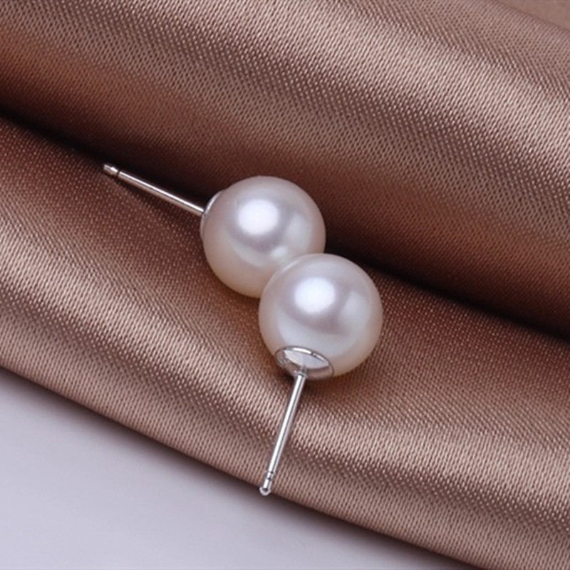 Pearl Sier-plated Needle Shell Pearls Ladies Korean Stud Earrings