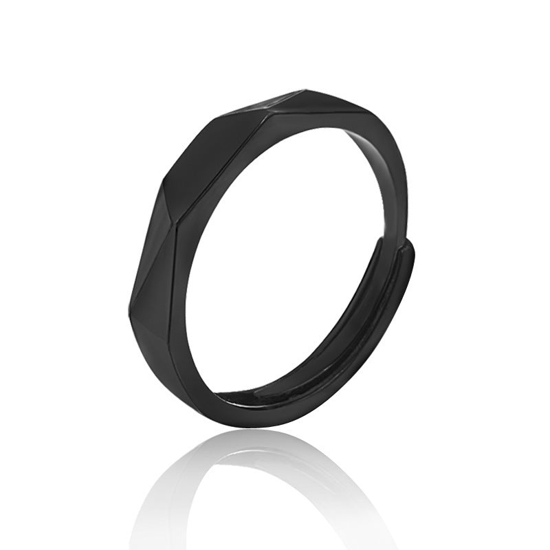 Black White Rhombus Couple Pair Of Long-distance Rings