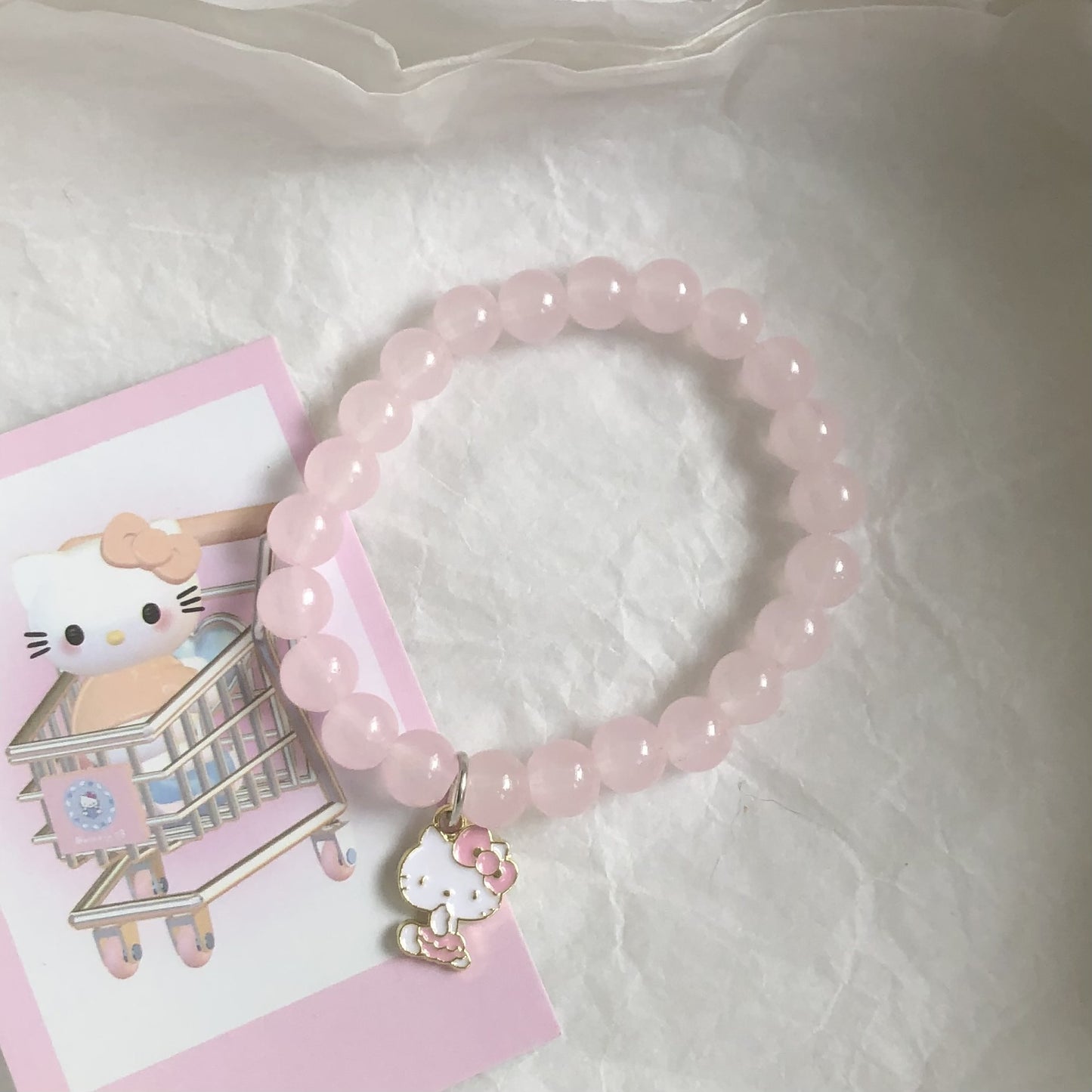 Cute Pink Kitten Heart Pure Desire Female Bracelet