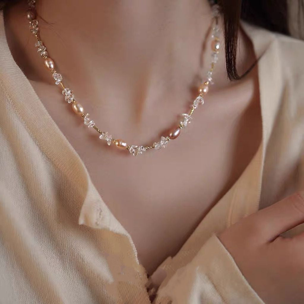 Women's Rice Grain Freshwater Pearl Simplicity Fashion Temperament Design Clavicle Chain Necklace