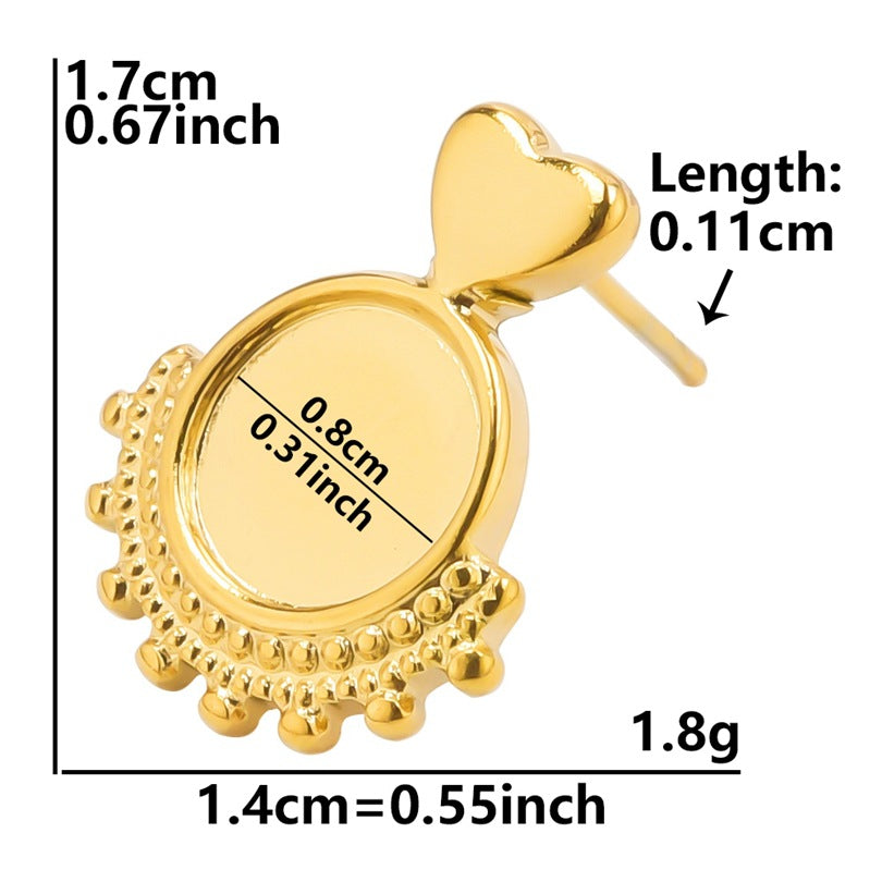 Stainless Steel Round Base Support Titanium Piercing Ear Clip Stud Earrings