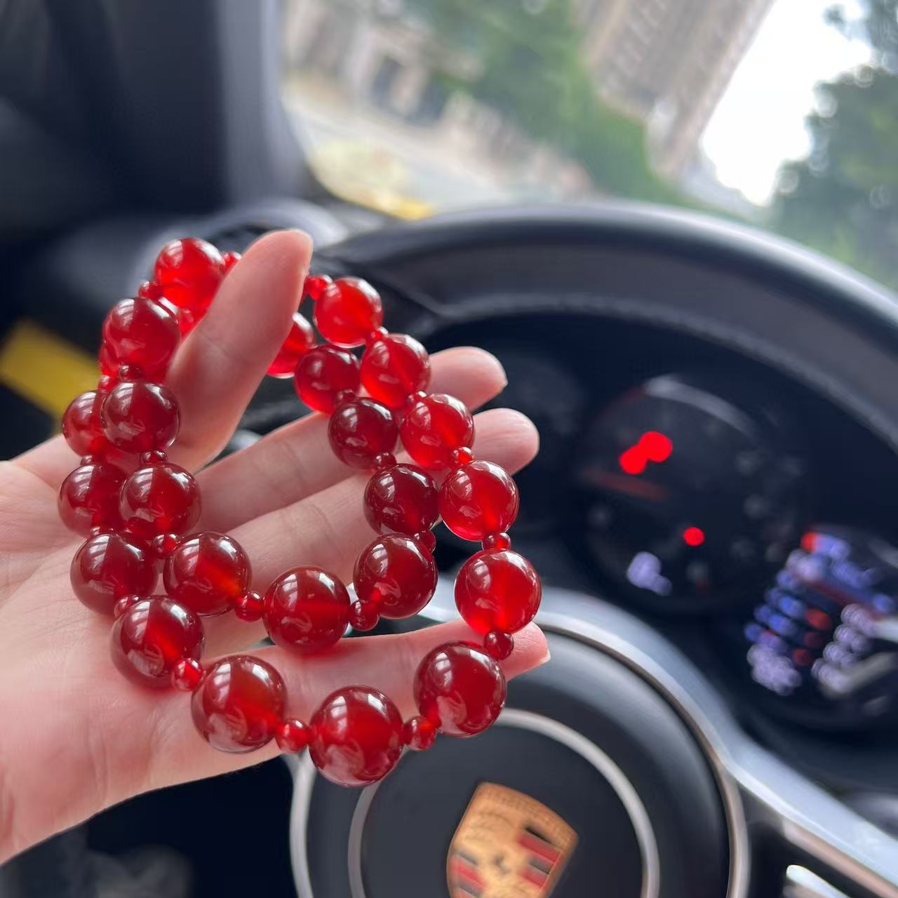 Red High Quality Natural Carnelian Agate Double Circle Bracelets