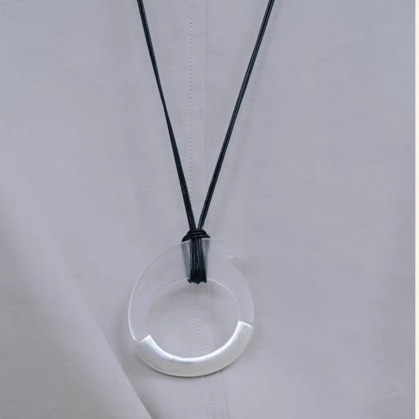 Women's Block Matte Long Simple Temperamental Retro Style Niche Design Necklace