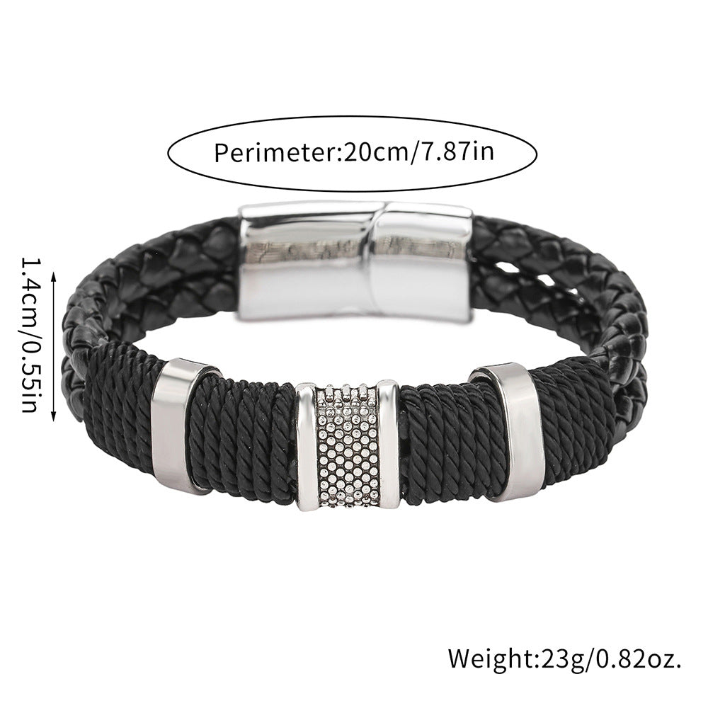 Men's Leather Hand-woven Hip Hop Magnetic Buckle Gift For Bracelets