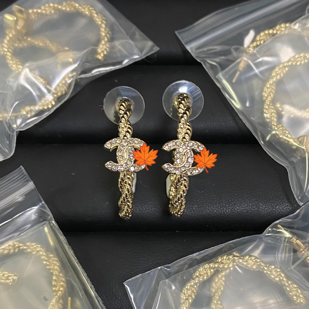Women's Double Diamond High Version Retro Heart-shaped Bow Sier Earrings