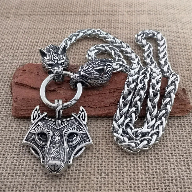 Men's Nordic Viking Impactor Wolf Head Domineering Norwegian Necklaces