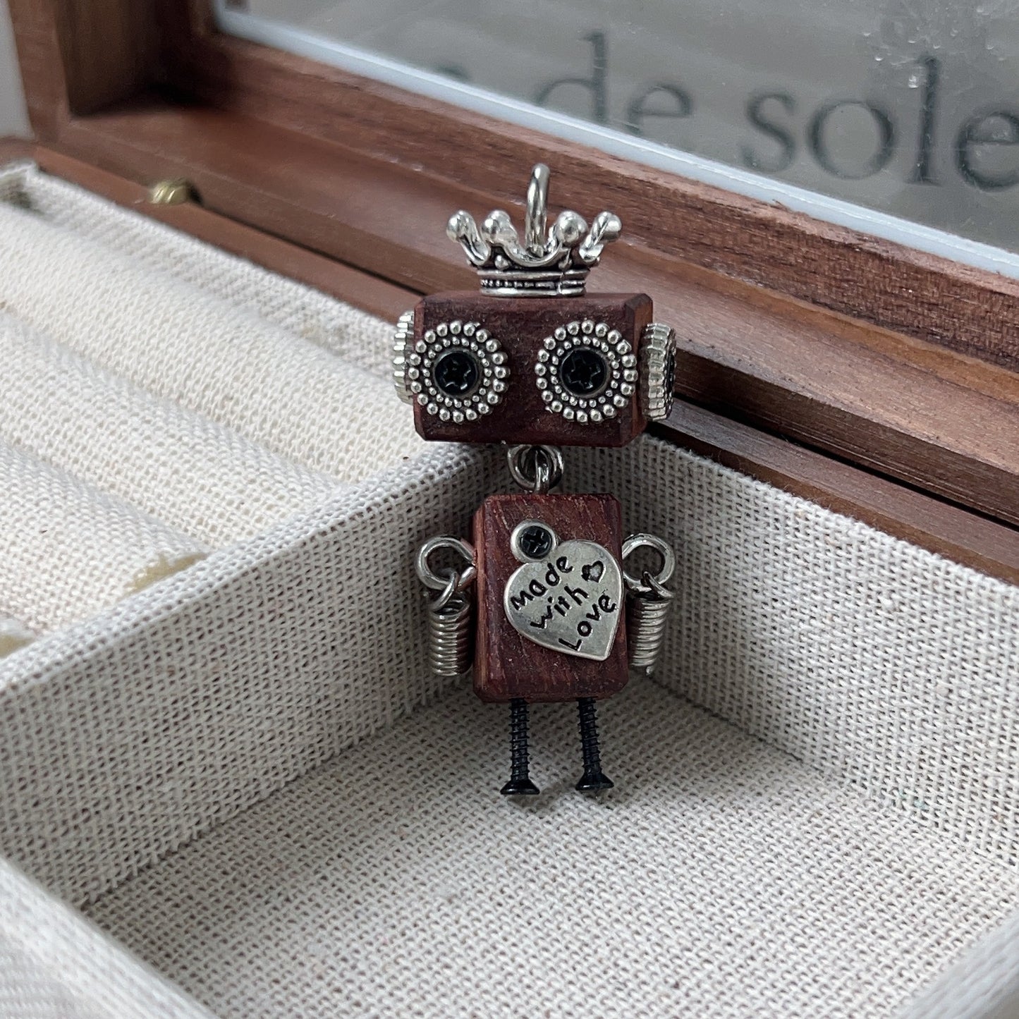 Style Wood Robot Birthday Present Cute Car Pendants