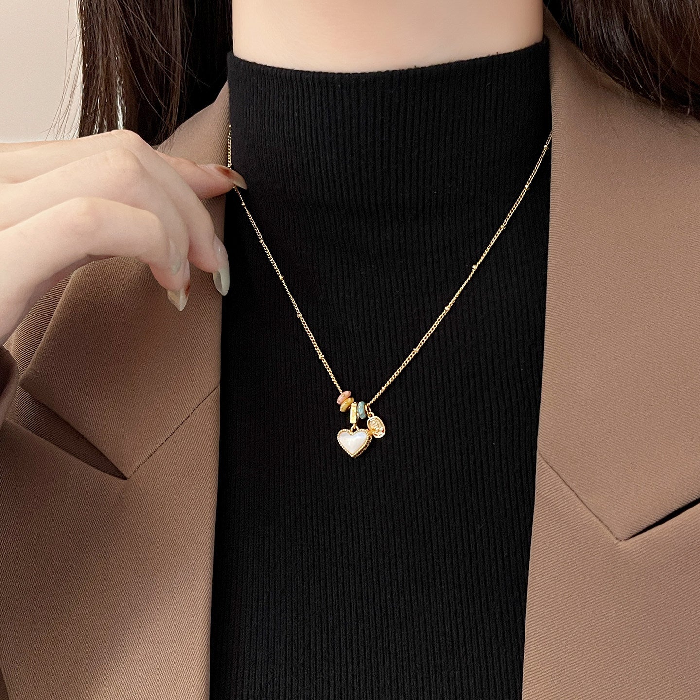Women's Double-sided Oil Dripping Heart Affordable Luxury Fashion Elegant Graceful Necklaces