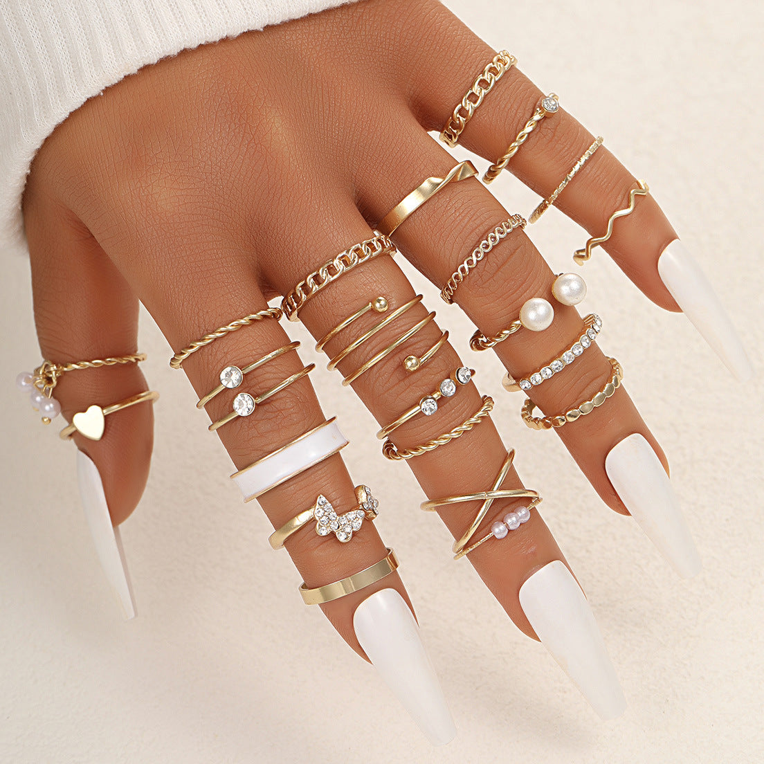 Oil Dripping Butterfly Wave Multi Knuckle Rings