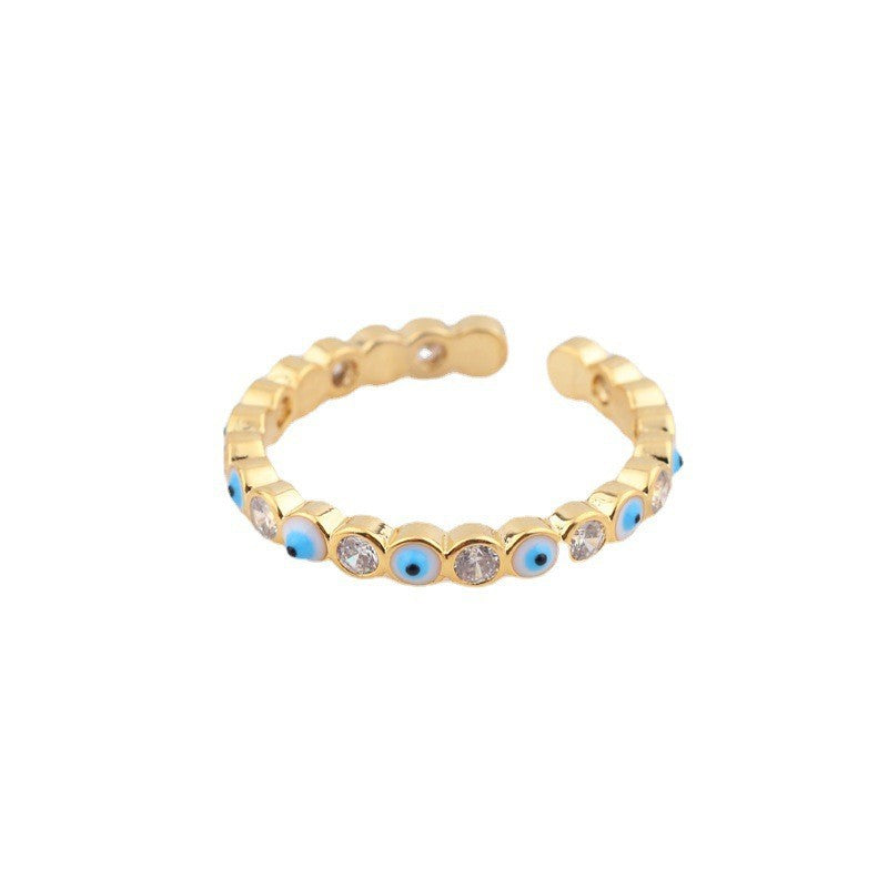 Eye Brass Open Zircon Diamond Adjustable Fashion Ring