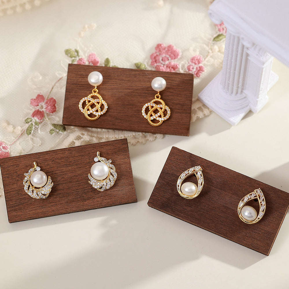 Freshwater Pearl Ear Fashionable Elegant High-grade Earrings