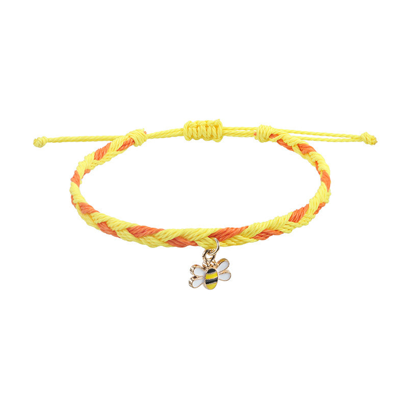 Waterproof Wax Line Woven Butterfly Sunflower Bracelets