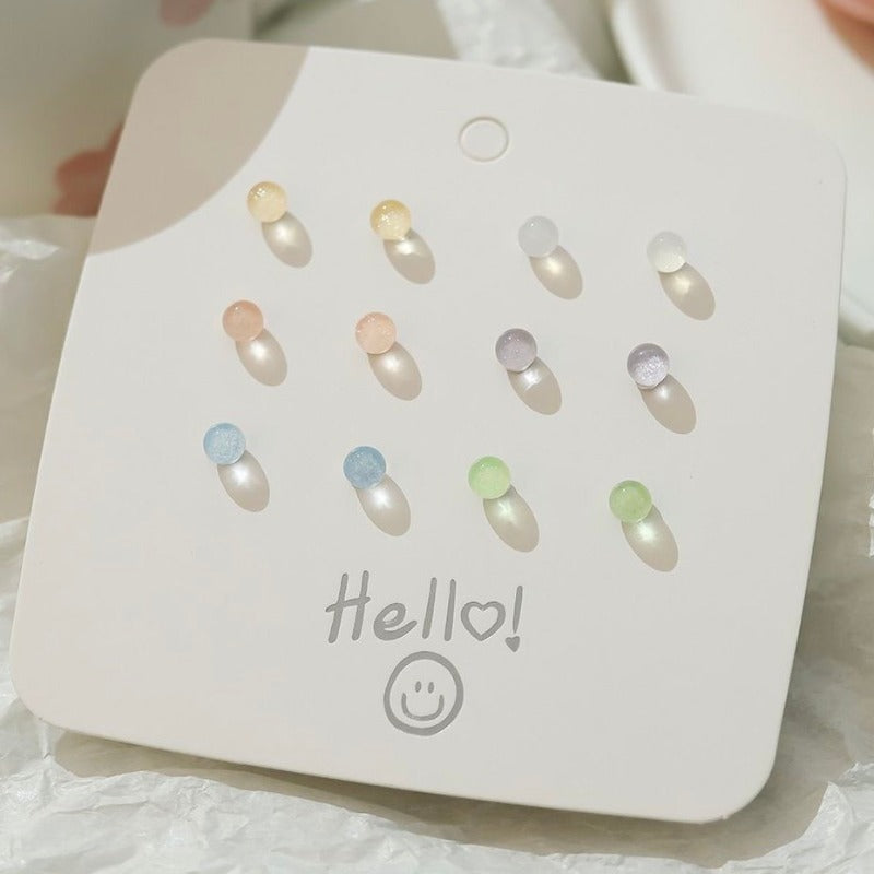 Series Simple Small Ice Transparent Bean-shaped Earrings