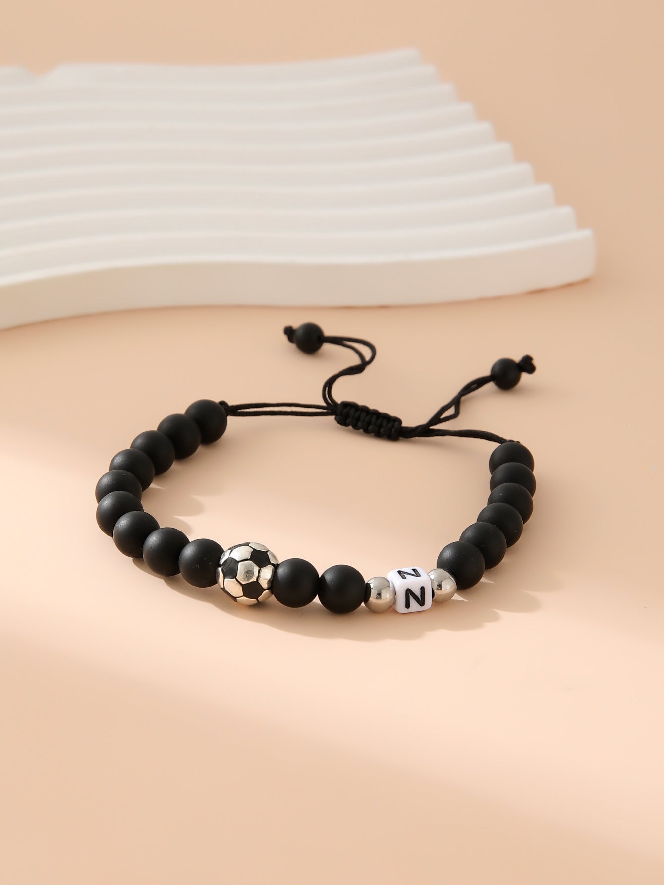 Women's & Men's Black Frosted Football Letters Adjustable For Bracelet