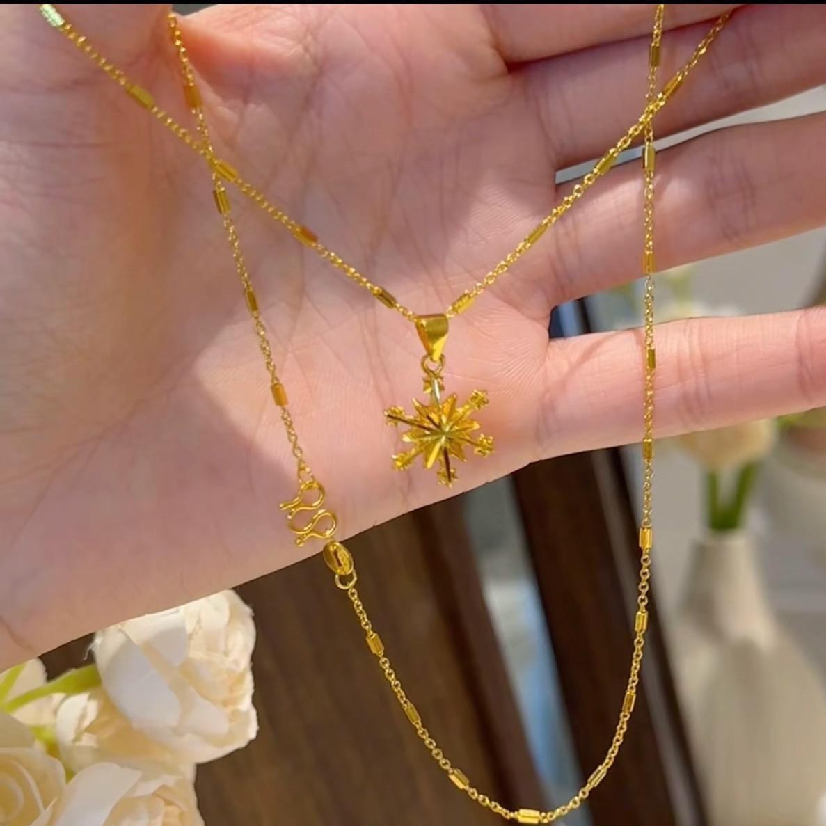 Square Chain Snowflake Simple Fashion Temperament Necklace