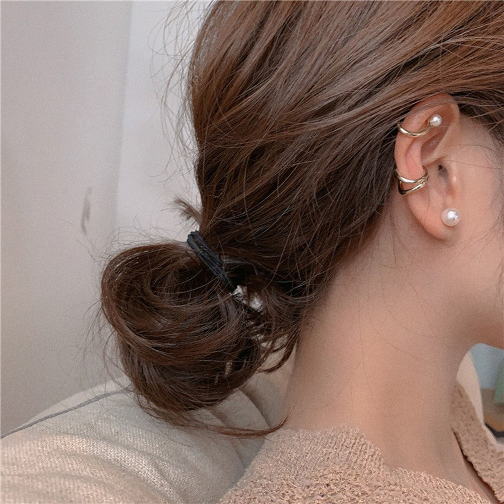 Diamond Fashion Star Moon Personality Tassel Ear Clip Stud Earrings
