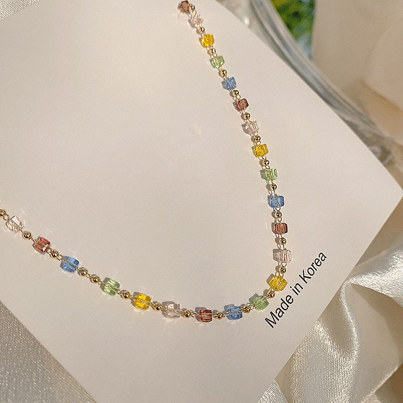 Women's Summer Color Crystal String Beads For Dignified Sense Necklace