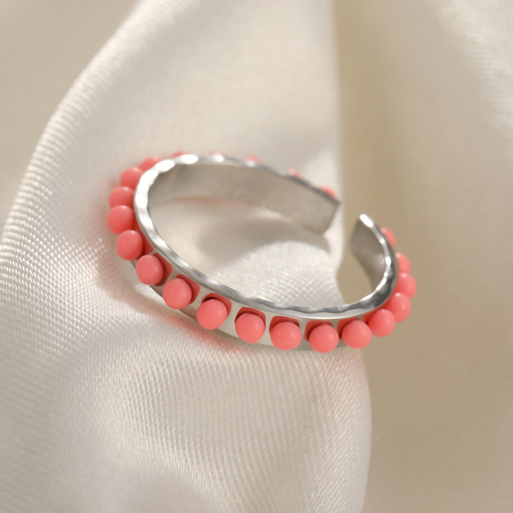 French Style Open Mouth Cold Stainless Steel Personality Special Interest Ring