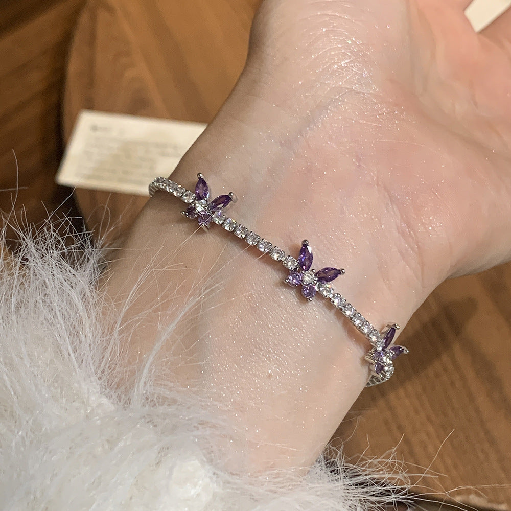 Women's Inlay Fritillary Four-leaf Flower Pull-out Light Luxury High-grade Bracelets
