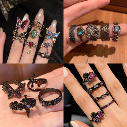 Retro Goth Gothic Butterfly Open Niche Ring