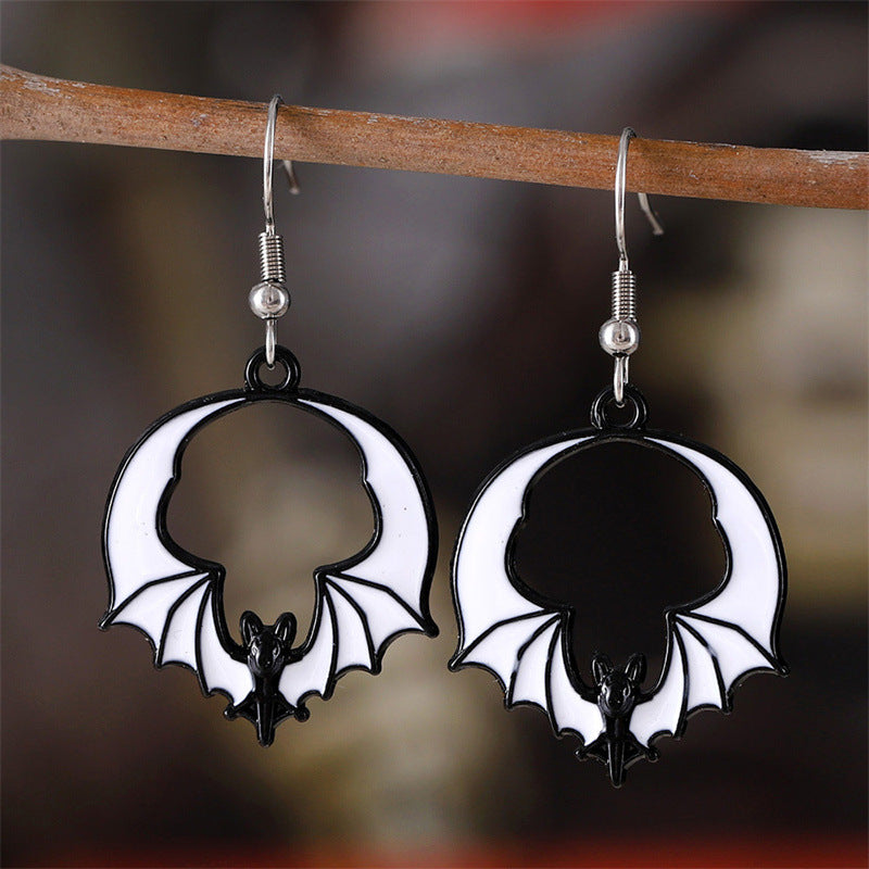 Eccentric Personality Dark Bat Halloween Series Earrings