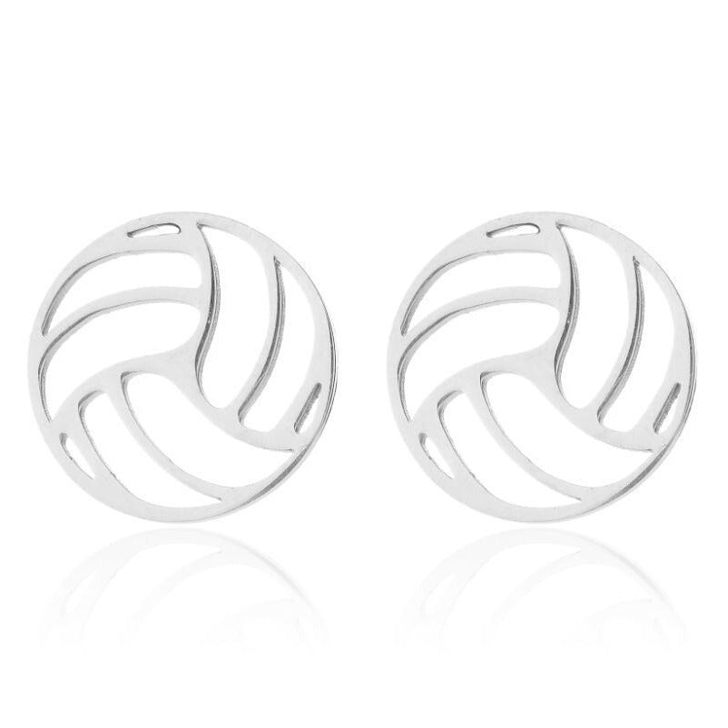 Men's Sports Series Volleyball Personality Geometry Round Earrings