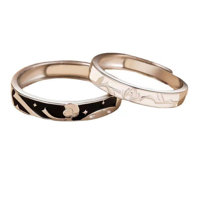 Little Prince Rose Couple Sier Niche For Girlfriends Birthday Gift Ring