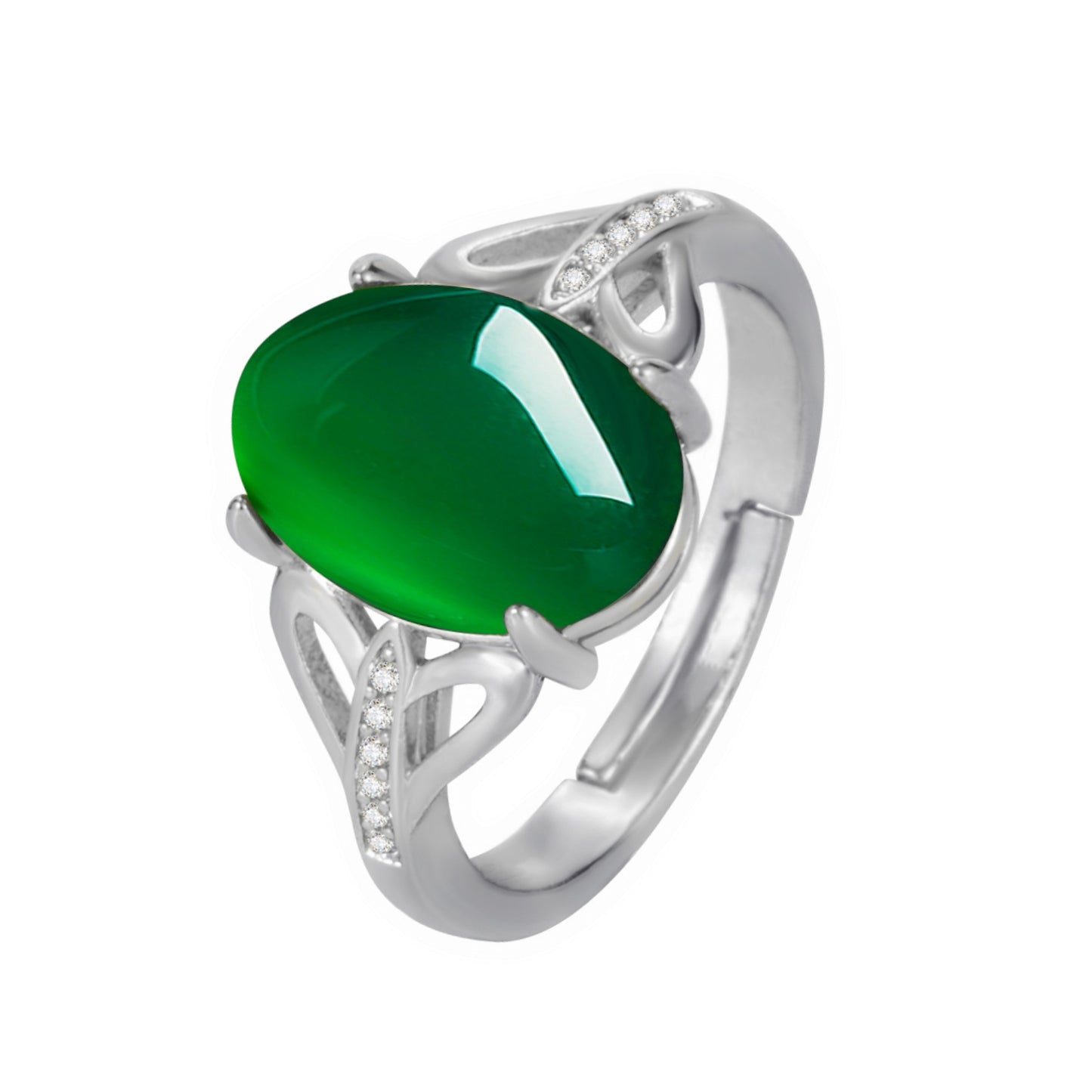 Variety Of Creative Green Agate Open Simple Retro Rings