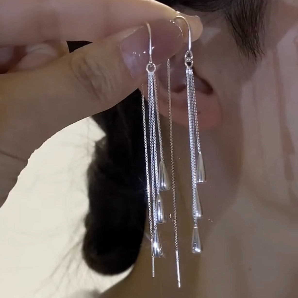 Opal Tassel Tide Chain Super Fairy Long Ear Line