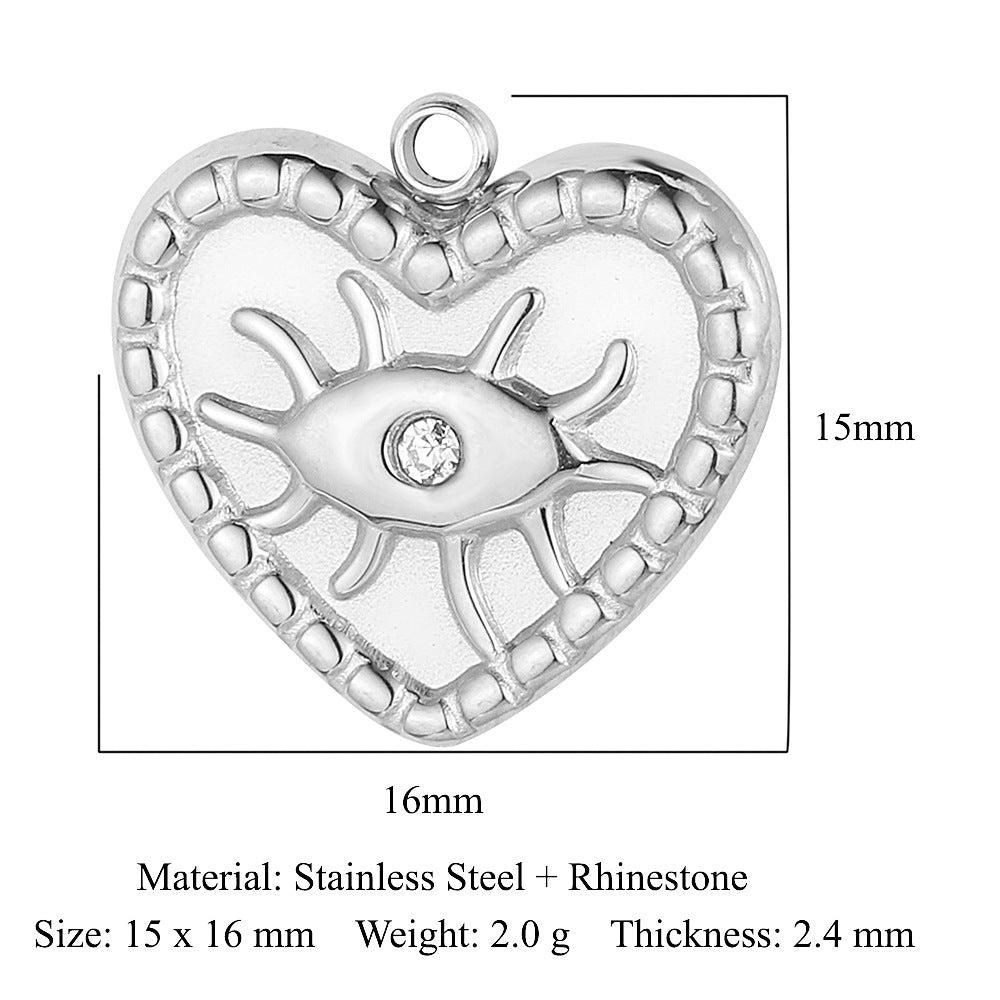 Heart Devil's Eye French Retro Titanium Steel Heart-shaped Pendants