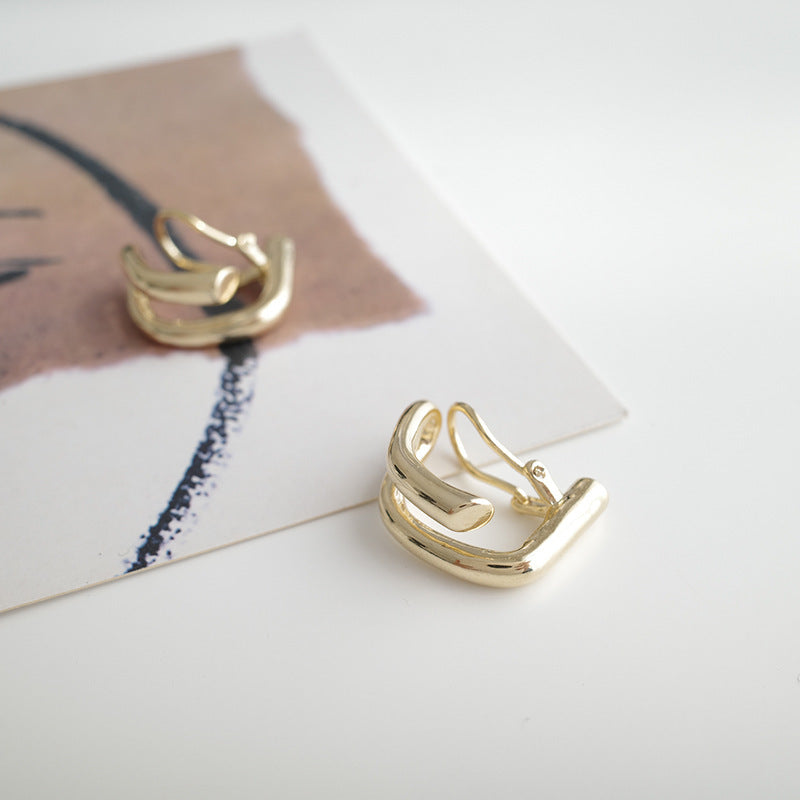 Glossy Ear Clip Female Temperament Personality Earrings