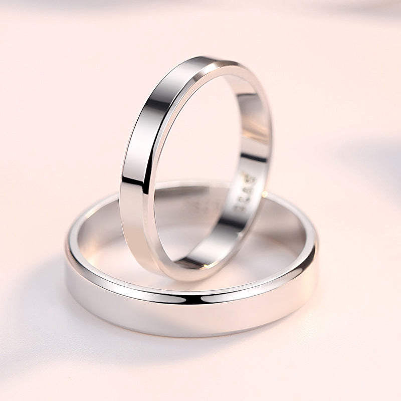 Sier Couple Classic Closed Trim Glossy Rings