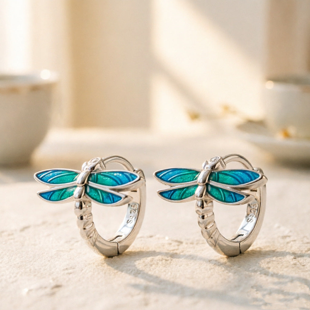 Elegant Dripping Small Dragonfly Hoop Versatile Rings